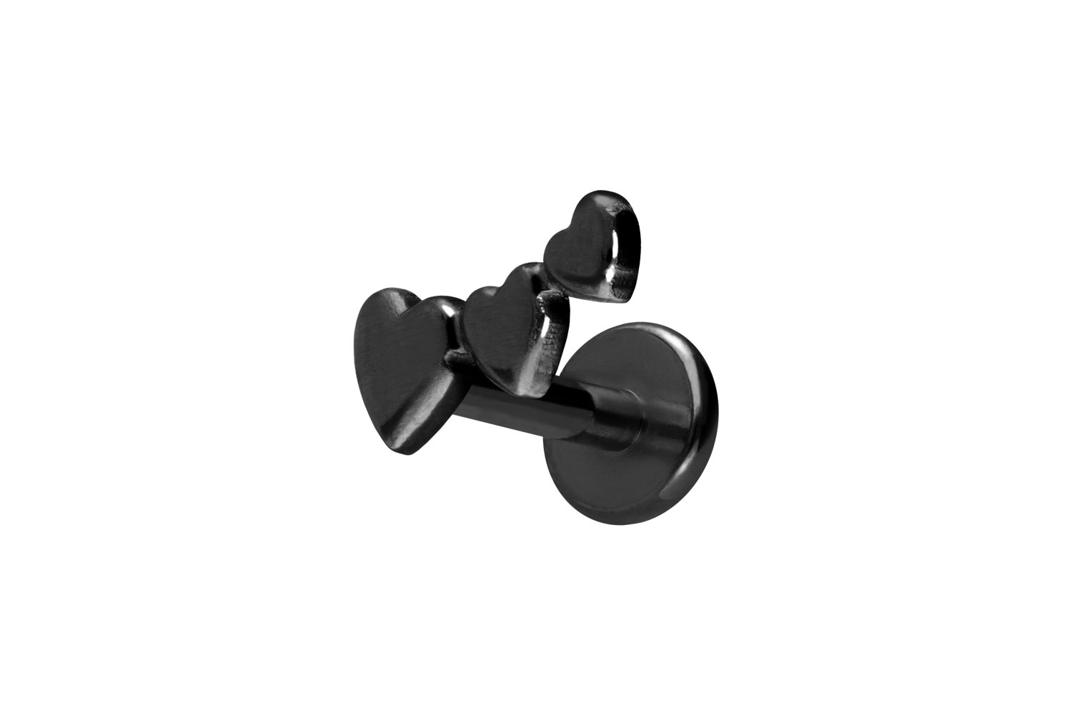 Titan Labret Piercing mit Push Fit 3 HERZEN
